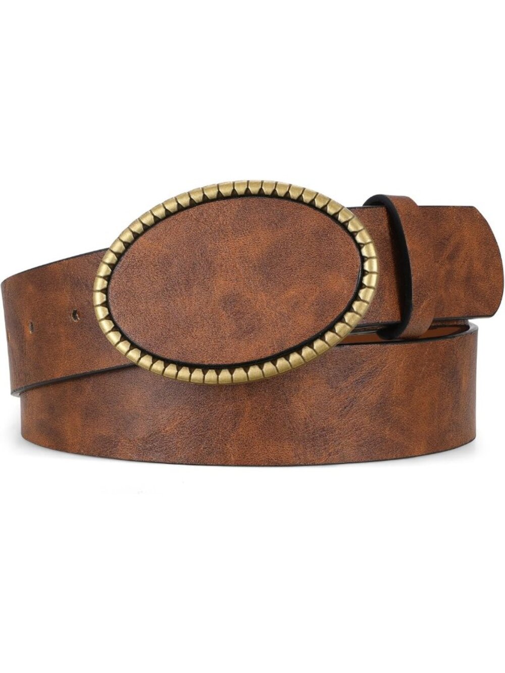 Stylish Western PU Leather Embossed Belt for Women & Men - Vintage Cowboy Buckle